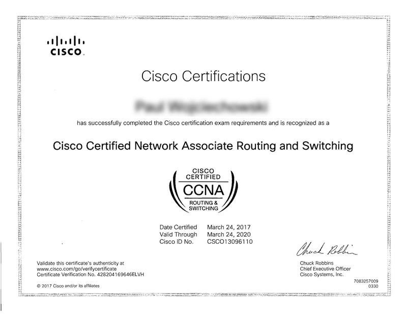 CCNA 200-301 Certificate